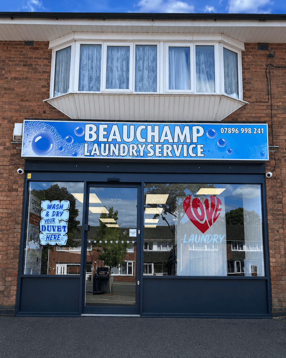 Front storefront view of Beauchamp Laundry Service in Handsworth Wood, Birmingham